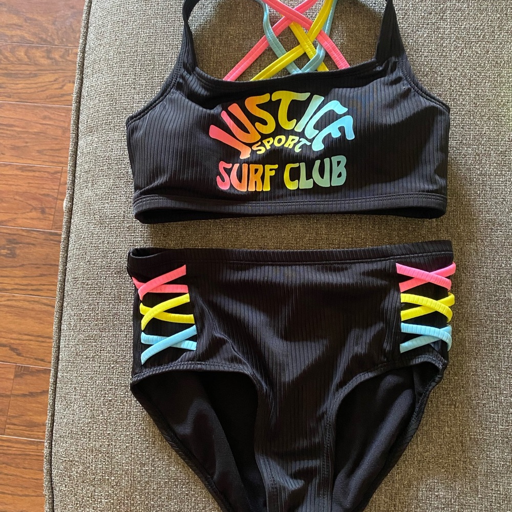 Justice Black and Yellow Bikini Swim Set